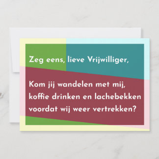 Zeg eens, lieve Vrijwilliger Bedankkaart