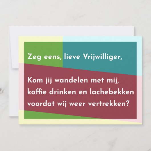 Zeg eens, lieve Vrijwilliger Bedankkaart (Voorkant)
