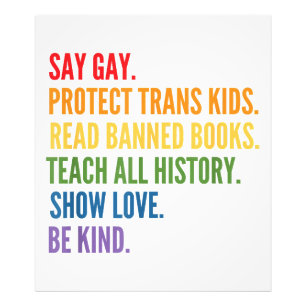 Zeg Gay Bescherm Trans Kinder Lees Verboden Boeken Foto Afdruk