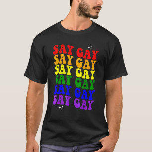 Zeg Gay LGBTQ Pride Vlag Ally Regenboog Vlag T-shirt