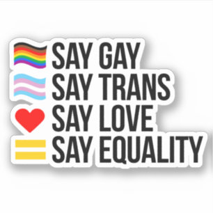 Zeg Gay Zeg Trans Zeg Liefde Zeg Gelijkheid Sticker