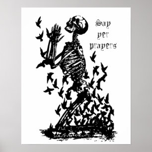 Zeg gebeden Pirate Skeletzwarte humor Poster