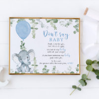 Zeg geen baby-teken, blauwe olifantenballonjongen