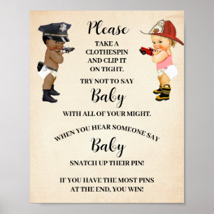 Zeg geen baby wasknijper kleine rekruut spel poster