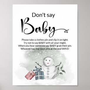 Zeg geen baby winter baby shower poster. poster