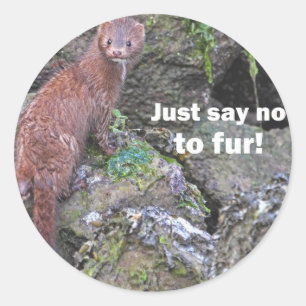 "Zeg gewoon nee tegen de boer" Mink Ronde Sticker