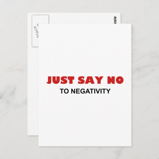 Zeg gewoon nee tegen negativiteit briefkaart (Voorkant / Achterkant)