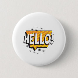 Zeg "HALLO" in retro pop stijl Ronde Button 5,7 Cm