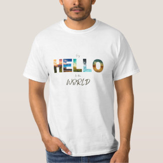 Zeg HALLO tegen de wereld die van T-shirt houdt