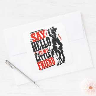 zeg hallo tegen mijn kleine vriend vierkante sticker