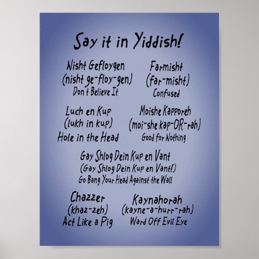 Zeg het in het Jiddisch Poster (Voorkant)