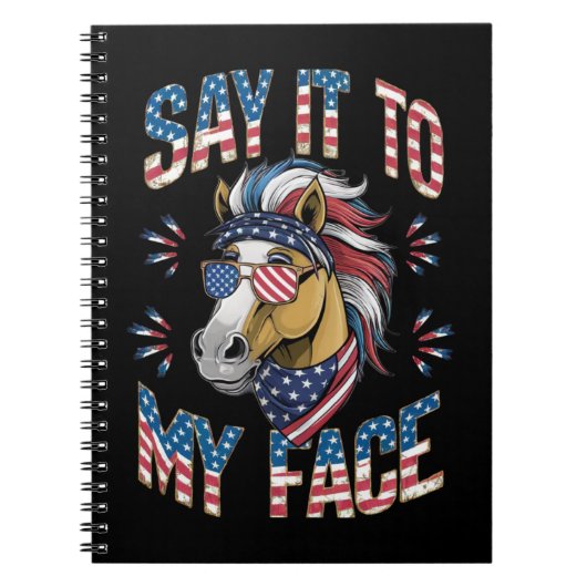 Zeg het tegen mijn gezicht grappig paard notitieboek (Voorkant)