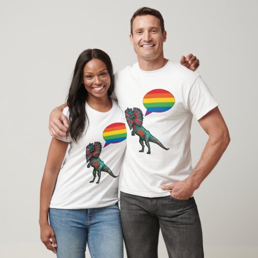 Zeg het! Zeg homo! LGBTQIA+ dinosaurus T-shirt (Unisex)