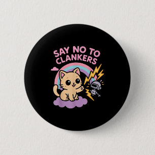 Zeg Nee Tegen Clankers Anti Ai Robots Mooie Kitten Ronde Button 5,7 Cm