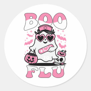 Zeg nee tegen de griepverpleegsters spook Hallowee Ronde Sticker
