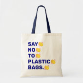 "Zeg nee tegen plastic zakken." handen omhelzen em Tote Bag (Voorkant)