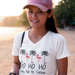 Zeg Nee tegen Sneeuw Grappige Strand Kerst Flaming T-shirt