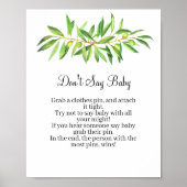 Zeg niet baby game olijftak salie groen poster (Voorkant)