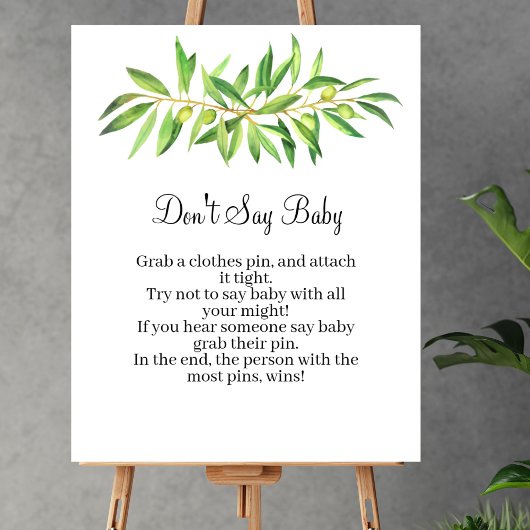 Zeg niet baby game olijftak salie groen poster