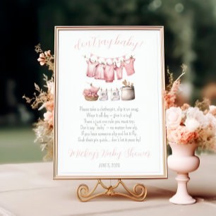 Zeg niet baby! Roze waslijn baby shower spel Foto Afdruk