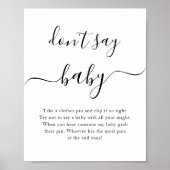 Zeg niet Baby shower spel teken Poster (Voorkant)