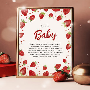 Zeg niet Baby Strawberry Baby shower Sign Poster