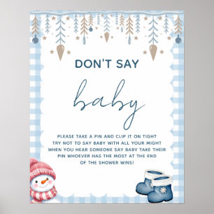 Zeg Niet Baby Winter Baby Shower Spel Bord Poster