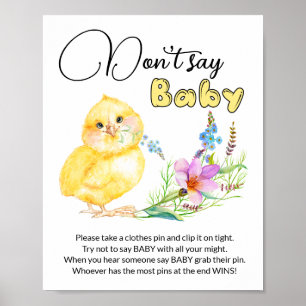 Zeg niet dat Baby kleine baby shower-spelletje Poster