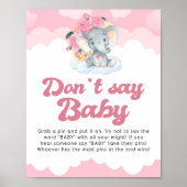 Zeg niet dat Baby roze elastisch Baby shower spelb Poster (Voorkant)