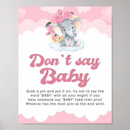 Zeg niet dat Baby roze elastisch Baby shower spelb Poster (Voorkant)