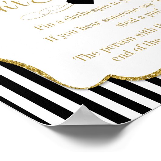 Zeg niet dat Baby shower Game Black Gold neutraal  Poster (Hoek)