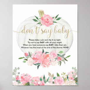 Zeg niet dat baby shower game herfst roomroze goud poster