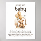Zeg niet dat Baby teddybeer Baby shower spel Poster (Voorkant)