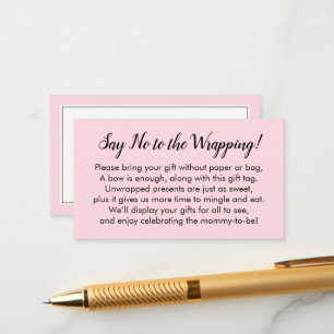 Zeg Nr. Wrapping Baby shower roze kaartje Informatiekaartje