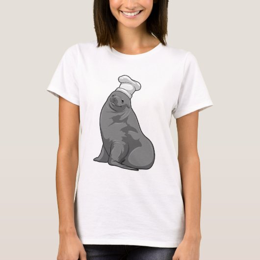 Zegel als Cook met Chef-pet T-shirt (Voorkant)