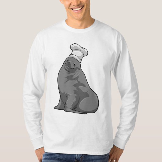 Zegel als Cook met Chef-pet T-shirt (Voorkant)