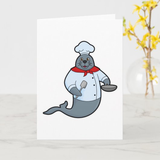 Zegel als Cook met Pan & Spatula Kaart (Gele Bloem)