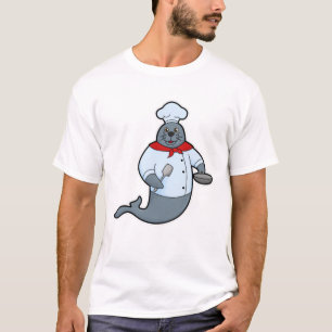 Zegel als Cook met Pan & Spatula T-shirt