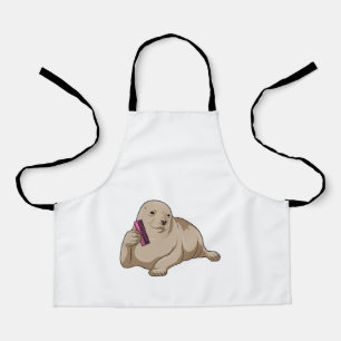 Zegel als hairdresser met Comb Schort