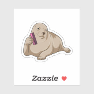 Zegel als hairdresser met Comb Sticker