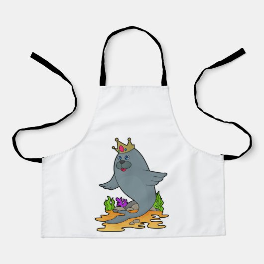 Zegel als koning met kroon schort (Voorkant)