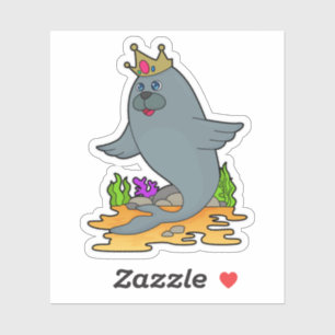 Zegel als koning met kroon sticker