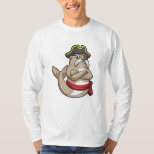 Zegel als Piraat met Piratenpet T-shirt
