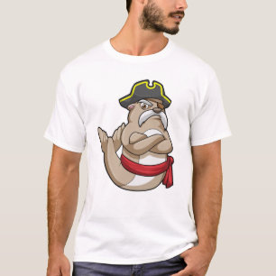 Zegel als Piraat met Piratenpet T-shirt