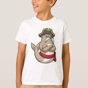 Zegel als Piraat met Piratenpet T-shirt