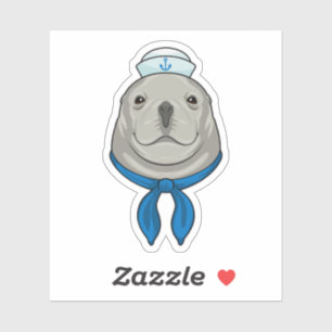 Zegel als Sailor met Sailor pet Sticker
