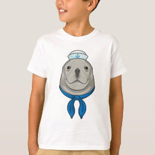 Zegel als Sailor met Sailor pet T-shirt