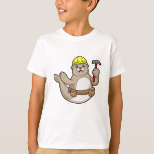 Zegel als timmerman met hamer en Pet T-shirt