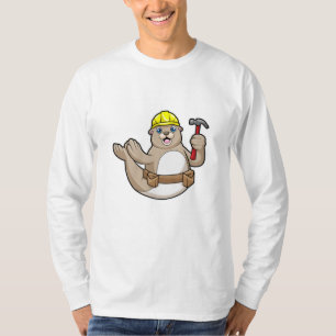 Zegel als timmerman met hamer en Pet T-shirt