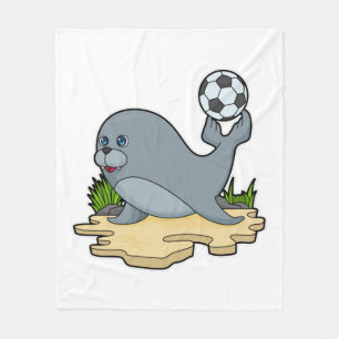 Zegel als Voetbalspeler met Voetbal Fleece Deken